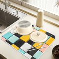 thumbnail image 2 of Yayeee Dish Drying Mat for Kitchen Counter 16" x 18" Microfiber Super Absorbent Coffee Decorative Pad, Yellow Checkered Pattern, 2 of 9
