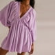 thumbnail image 3 of Vestido de manga farol básico corto hombro caído traje diario para mujer Ygjytge Púrpura T L para Mujer, 3 of 5