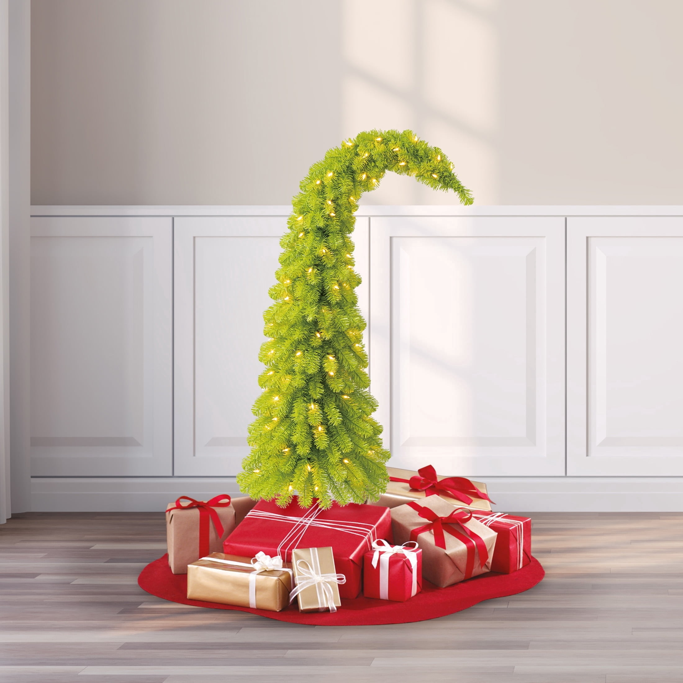 3.5' Pre-Lit Lawndale Spruce Green Artificial Christmas Tree with 120 Warm White LED Lights and Stand, by Holiday Time