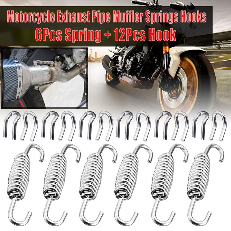 Motorcycle Scooter 65mm Exhaust Pipe Muffler Stainless Coil Spring Hooks 