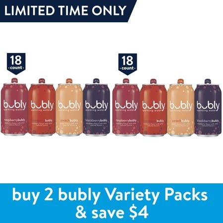 (2 Pack) bubly Sparkling Water, Berry Peachy, 12 oz Cans, 18