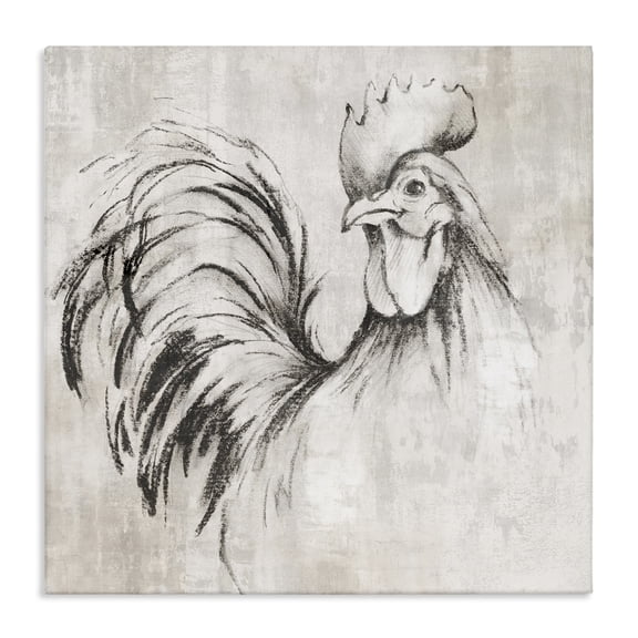 Stupell Industries Farmhouse Rooster Sketch Impression Canvas Art, 17 x 17, by Eli Jones