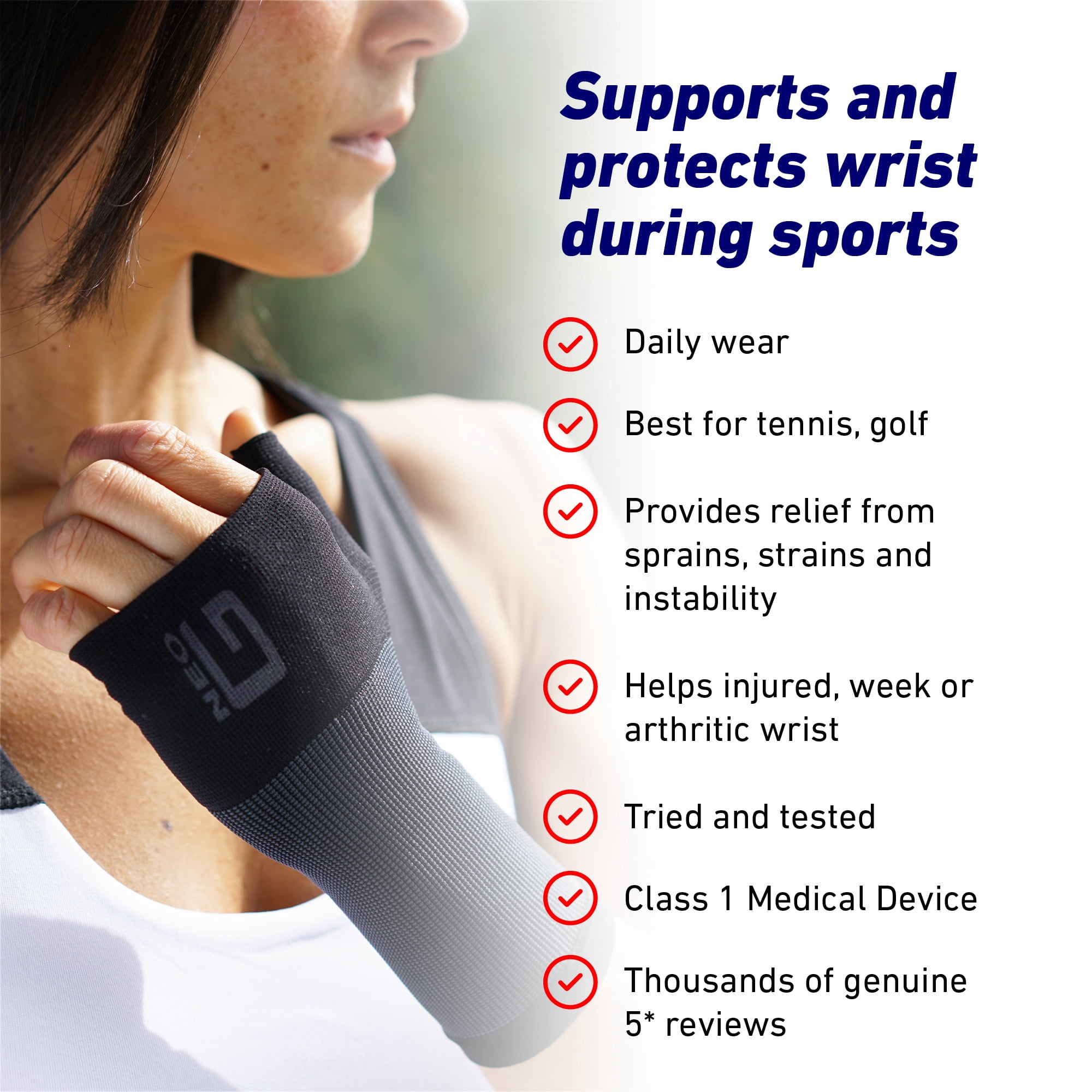 (2 pack) Neo G Airflow Wrist and Thumb Brace Support for Men Women – Wrist Brace Compression Hand Support for Arthritis, Joint Pain Relief, Tendonitis, Sprain - Black - M