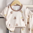 thumbnail image 6 of KPOPLK Toddler Baby Girl Pajamas Stripe Print Crew Neck Shirt Shorts Kids Summer Pjs Nightgown Outfits Set Size 7-8 Years,Brown, 6 of 6