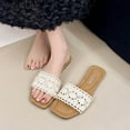 thumbnail image 6 of Women's Slippers Flat Open Toe Slip-On Slides Slippers Shoes Footwear for Women Beach Vacation Holiday Vintage Fashion Beige 40, 6 of 8