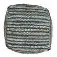 thumbnail image 3 of The Rug Decor TRD108 18 in. Handmade Leather & Jute Knitted Pouf, Natural Grey, 3 of 5
