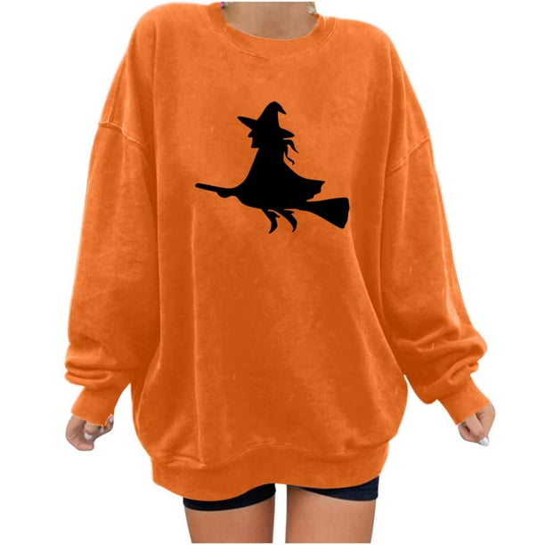 Abcnature Women's Fashion Fall Winter Halloween Witch Print Casual ...