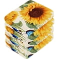 thumbnail image 3 of Coolnut Sunflowers Butterfly Washcloths, Soft and Absorbent Cotton Towel, 4 Pack 12 X 12 Inches Premium Quick Dry Face Towel Wash cloth, 3 of 7