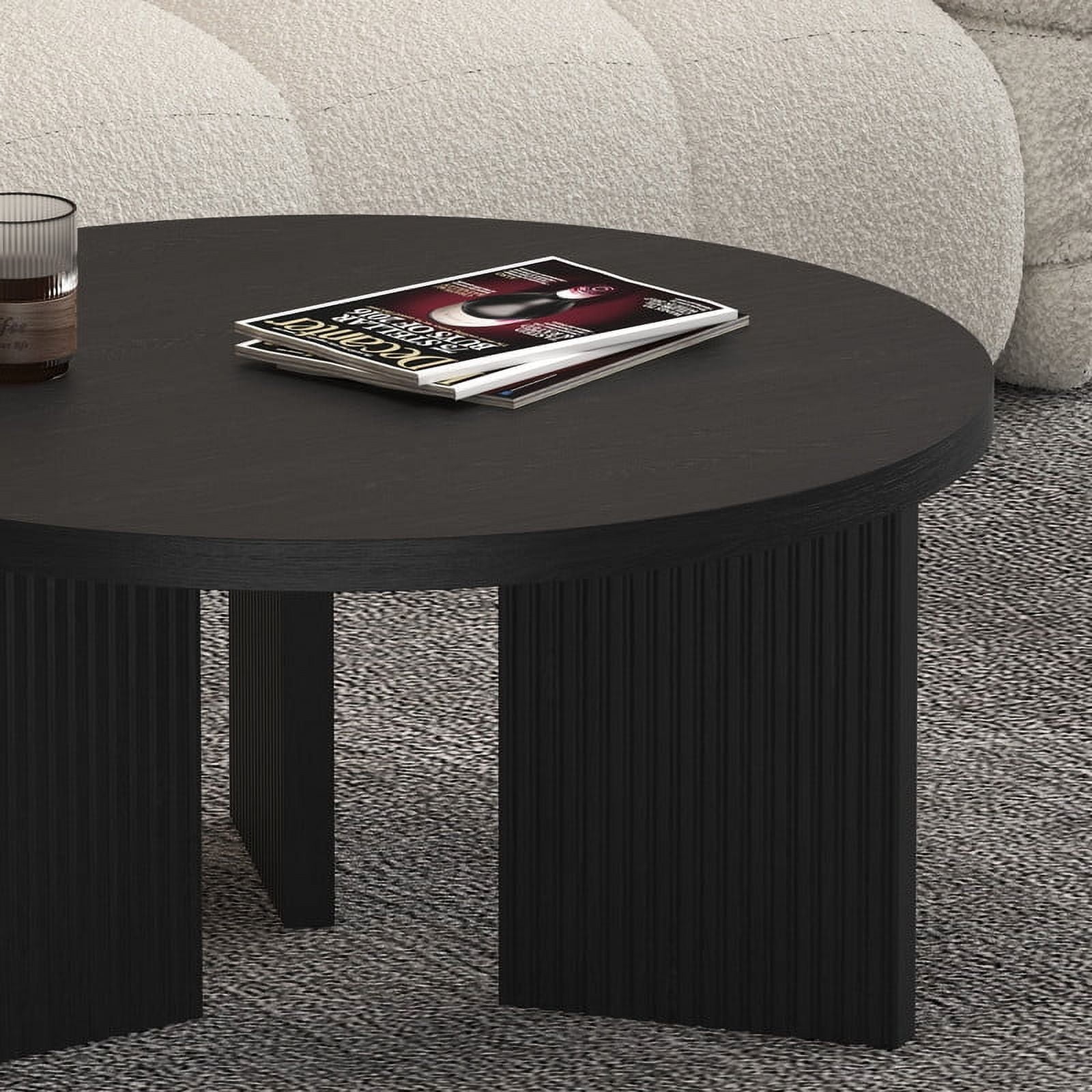 Noodeniya 35" Round Coffee Tables, Small Tables for Living Room, Black