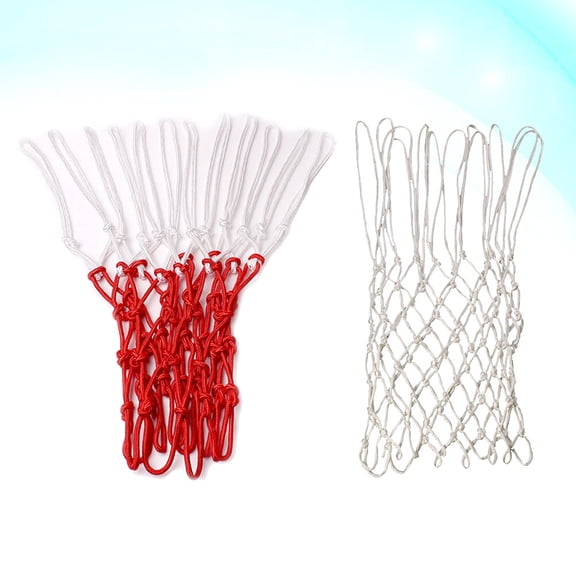 Minkissy 2-Pack Heavy Duty Red Basketball Nets Nylon Replacement for Indoor and Outdoor Courts, and Easy to Install