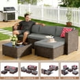 thumbnail image 3 of Patio Furniture Set Clearance - Lofka 5-Piece All Weather Wicker Patio Conversation Set with Removable Cushions, Tempered Glass Table, 2 Pillows, Gray, 3 of 15