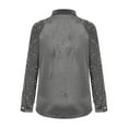 thumbnail image 5 of Atogsazn Women's Sequin Sleeve Velevt Shirt Button Down Pullover Tops Bussiness Work Outfit Clothing Outerwear 03-Gray XL Fashion, 5 of 6