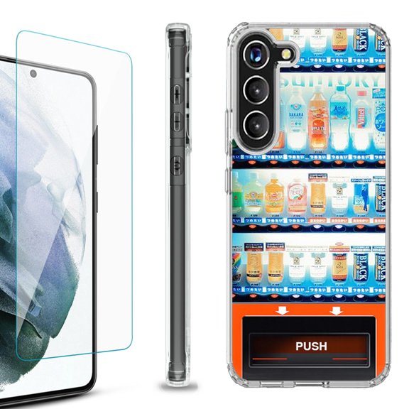 Shockproof Bumper Phone Case for Samsung Galaxy S23 5G, with Tempered Glass Screen Protector, by OneToughShield ® - Vending Machine
