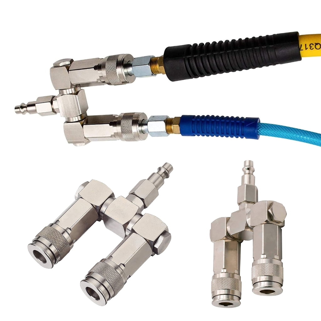 3-in-1 Quick-Connect Y-Type Swivel-360Degrees Connectors Air Compressor Accessories-Fittings 2 Way Air Hose-Splitter