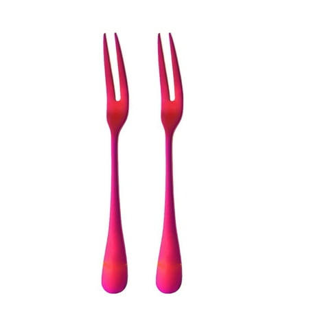 

2Pcs Luxury Mini Fork Used For Cake in Party Snail Fork Cake Dessert Forks Fruit Fork Tableware Stainless Steel RED