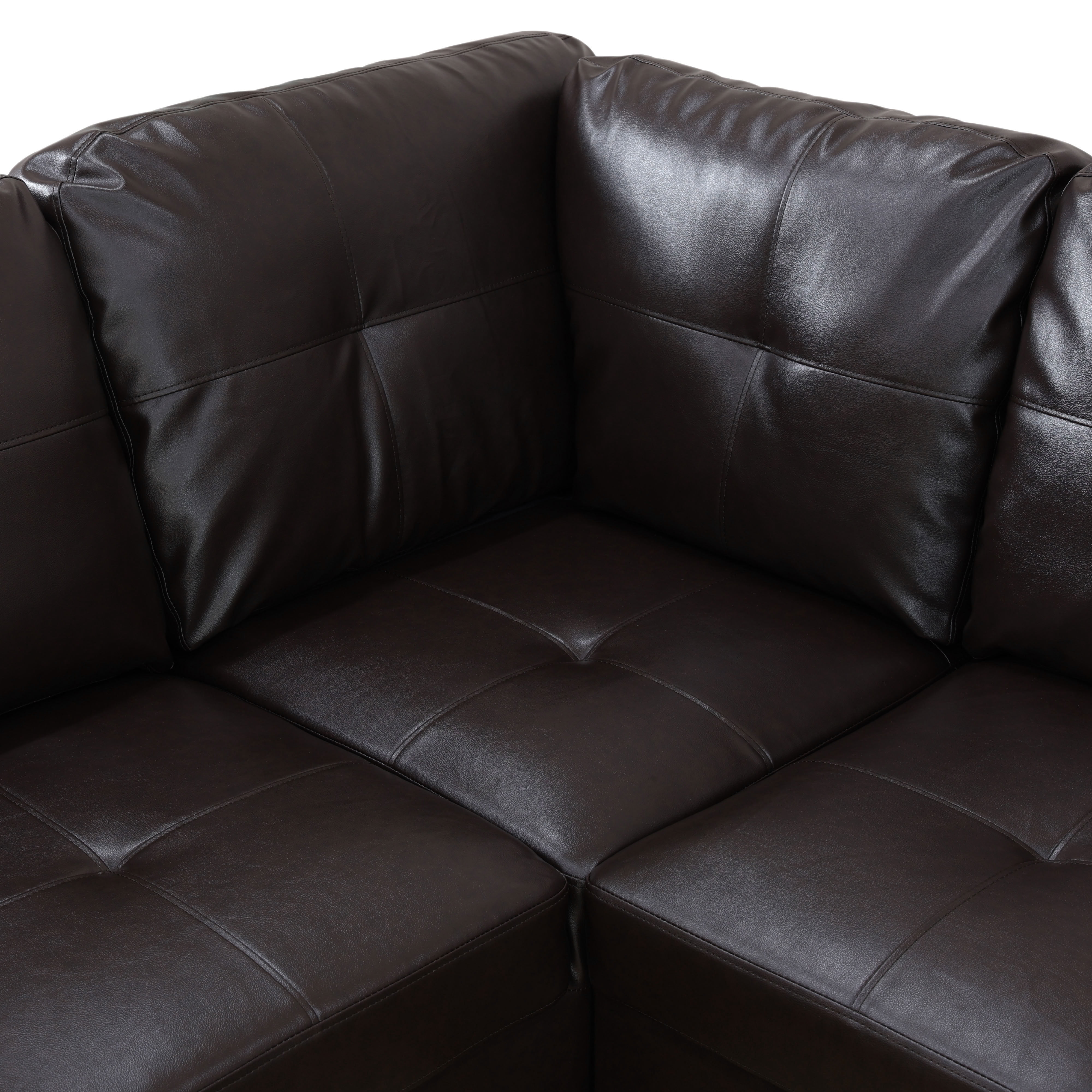 MAYEERTY Reversible L-Shaped Sectional Sofa Set, Breathable Leather Couch with Chaise for Living Room