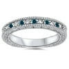 Pompeii3 1/4ct Blue & White Diamond Vintage Wedding Ring 14K White Gold