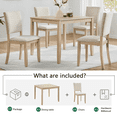 thumbnail image 3 of Lovableguy Wooden Farmhouse Dining Table Set for 4,5-Piece Kitchen Table ＆ Dining Chairs Set with Linen Upholstered Seats,for Living Room,Kitchen,Light Oak & Beige, 3 of 9