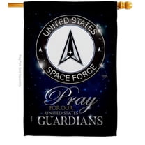 Breeze Decor H120068-BO Pray United States Guardians Armed Forces Space Force Double-Sided Garden Decorative House Flag, Multi Color