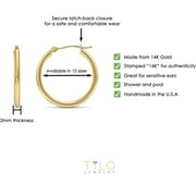 Tilo Jewelry 14K Yellow Gold Classic Polished Round Gold Hoop Earrings (22mm) for Women & Unisex