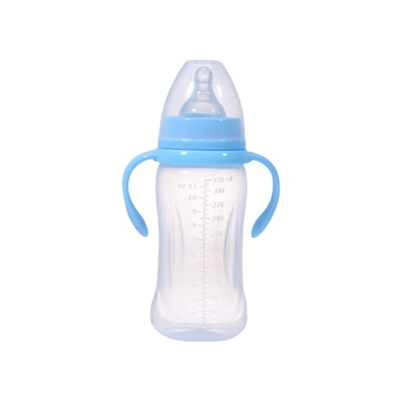 Wide Neck Feeding Bottle With Handle Anti Colic Drop Resistant PP Bottle Training Cup Blue 1PCS 8.8fl oz