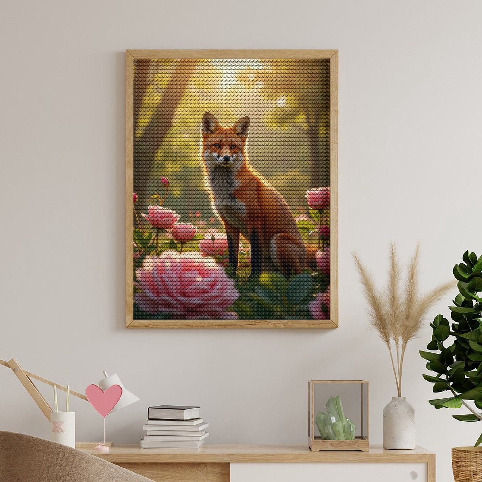 Diamond Art Kits for Adults, Fox In Blooming Garden 5D Diamond Painting Kits for Adults Beginners, DIY Full Drill Diamond Painting, Gem Art and Crafts 12x16