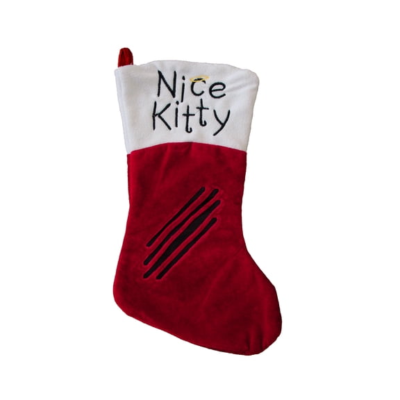 Northlight 19" Red and White Angel 'Nice Kitty' Embroidered Christmas Stocking