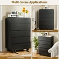 thumbnail image 3 of Laintene Tall Dresser 5 Drawer, Modern Wood Dresser for Bedroom, 41" Fluted Chest of Drawers with Curved Profile Design, Black, 3 of 10