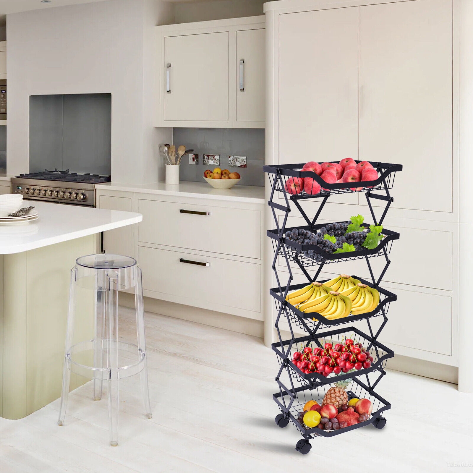 TFCFL 5Tier Kitchen Storage Organizer Rack Foldable Fruit Vegetable