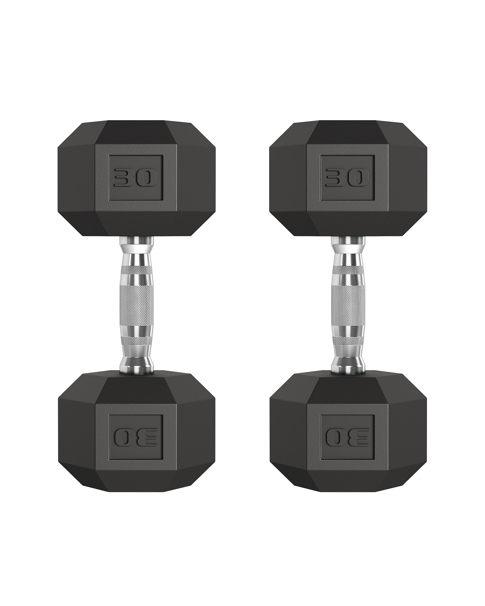 30 LB Hex Dumbbell Set of 2, Hand Weights Dumbbells Pair with Cast Iron Core, Rubber Encased Coating and Textured Carbon Steel Handle for Home Gym