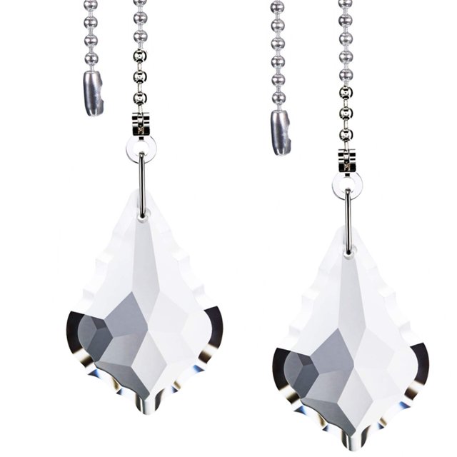 Hestya 2 Sets Clear Crystal Pull Chain Extension with Connector for Ceiling Light Fan Chain, 1 Meter Length Each (Style C)