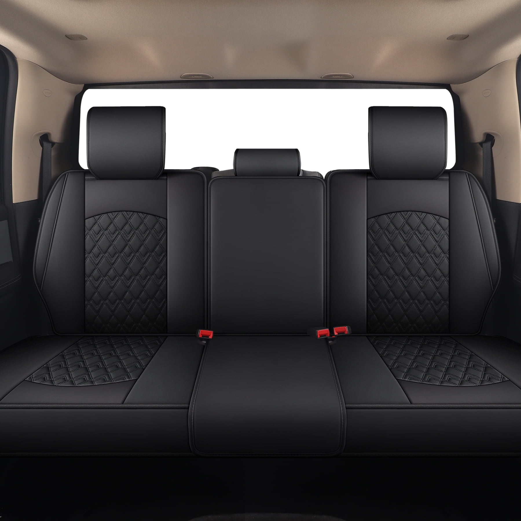 JOJOBAY Car Seat Covers for Dodge Ram Full Set,Fit Ram 2009-2026 1500/2500/3500 Pick-up Truck,Crew,Regular,Quad,Mega Cab,Waterproof Leather Seat Covers Protectors（5 PCS Full Set,Black）
