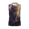 thumbnail image 6 of Yiaed Purple Flower Lazy Cat Print Men's Singlet Vests Summer Running Muscle Tank Tops Gym Undershirt Round Neck Sleeveless for man, 6 of 8