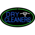 thumbnail image 1 of Blue Dry Cleaners Logo Oval Green LED Neon Sign 13 x 24 - inches, Black Square Cut Acrylic Backing, with Dimmer - Bright and Premium built indoor LED Neon Sign for Storefront., 1 of 7