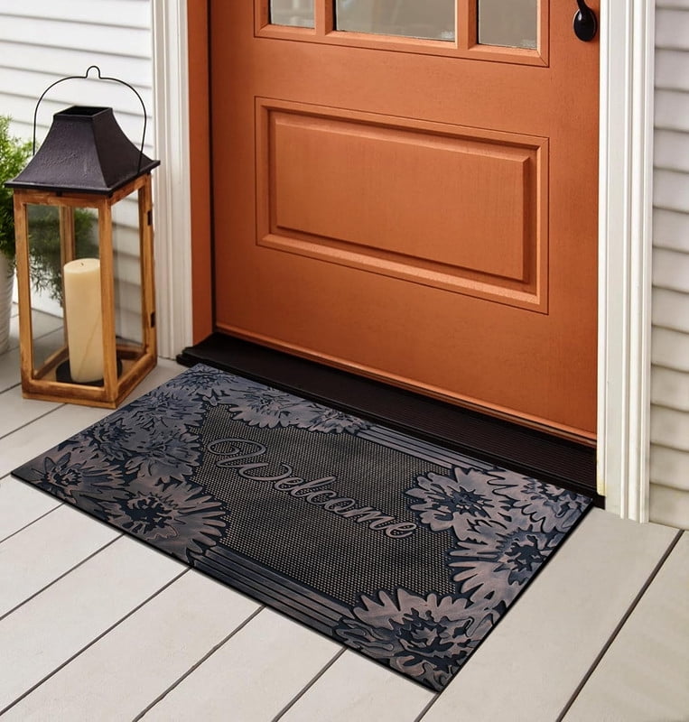 A1HC Rubber Pin Doormat for Entrance, Welcome Designed Copper Front Door Mat, Non-Slip Backing Mat for Outdoor and Indoor, 18x30