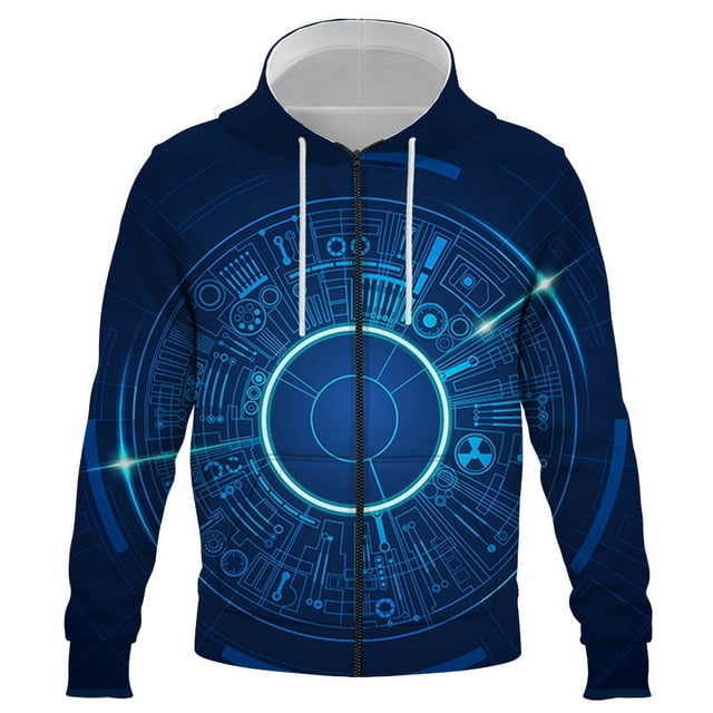 Sudadera con capucha y cremallera para hombre y mujer, serie con estampado de mapas de datos 3D, manga larga, otoño e invierno, 2024