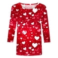thumbnail image 5 of TKLPEHG Valentines Shirts for Women 3/4 Sleeve Tops Crewneck Valentines Day T Shirts Soft Cute Heart Print Lover Gift Tops (Red,M), 5 of 5
