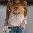 thumbnail image 1 of ICHUANYI Clearance Women's Round Neck Print Long-sleeved Sweatshirt Casual Blouse Pullover Tops(Khaki, L) ICHUANYI WER2023081200688, 1 of 4