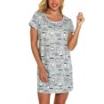 thumbnail image 3 of Defitshape Women's Cotton Nightgowns Soft Short Sleeve Sleep Shirt Printed Sleepshirts Cute Nightdress Short Night Gown Pajama Dress Summer Short Sleeve Sleepwear Grey Large, 3 of 5
