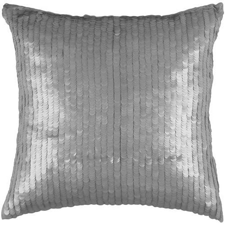 Rizzy Home Decorative Poly Filled Throw Pillow Solid 18"X18" Silver