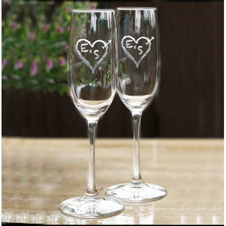 Personalized Initials in heart champagne glass (1pc)