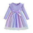 thumbnail image 2 of XXWXYD Toddler Girls Long Sleeve Tulle Ruffl𝖾 Dresses for Fall Winter, Fashion Casual Baby Dresses with Warm Ru𝖿fles, Perfect for Everyday and Special, 2 of 9