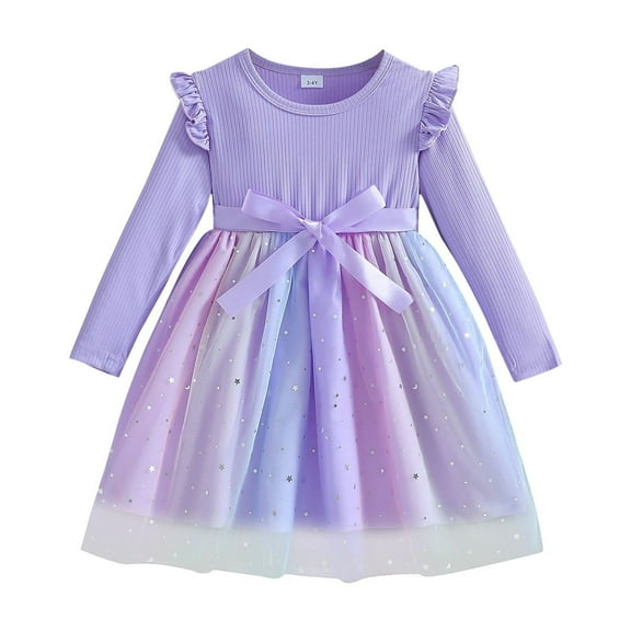 XXWXYD Toddler Girl Tulle Dress Long Sleeve Ruffle Winter Tutu Outfit Holiday Part𝗒 Christmas Dress Baby Girl Fashion Casual Clothes