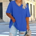 thumbnail image 4 of Weiqiqre V Neck t Shirts for Women Oversized Tshirts V Neck Tee Shirts Half Sleeve Loose Fit T Shirt Cotton Tunic Tops, 4 of 6