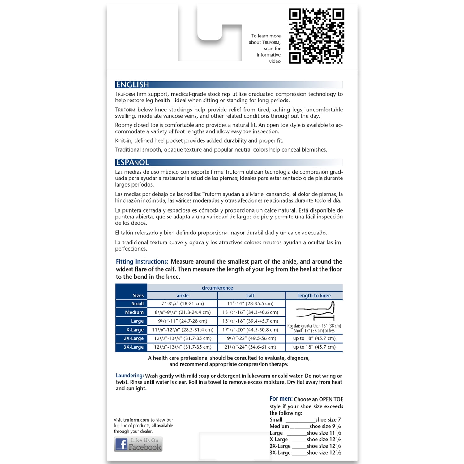 Truform Compression Socks Size Chart