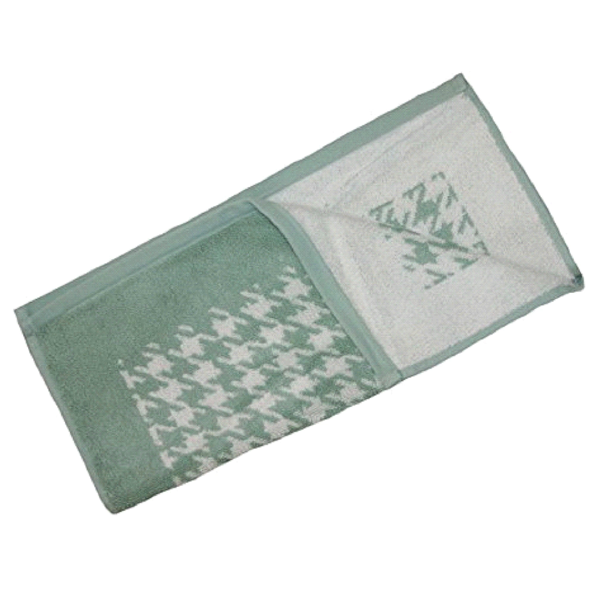 Chaps Houndstooth Cotton Hand Towel 16" x 30" Sage/White