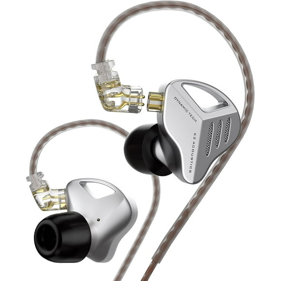 SDES-KZ ZVX in Ear Monitor Headphones IEM Earbuds Wired with 10mm Dual Cavity Linear Dynamic Driver,Pro Sound Isolating Earphones with Metal Shell 2 Pin Detachable Cable for Audiophiles Musician(Silv