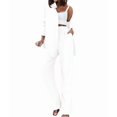 thumbnail image 3 of Women'S Solid Color Collared Blouse and High Waist Pants Two Piece Set Fashion White S, 3 of 9