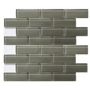 Solistone Mardi Gras 12 in. x 12 in. Toulouse Polished Pewter Glass Mosaic Wall Tile, Case of 10