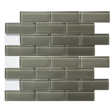 Solistone Mardi Gras 12 in. x 12 in. Toulouse Polished Pewter Glass Mosaic Wall Tile, Case of 10